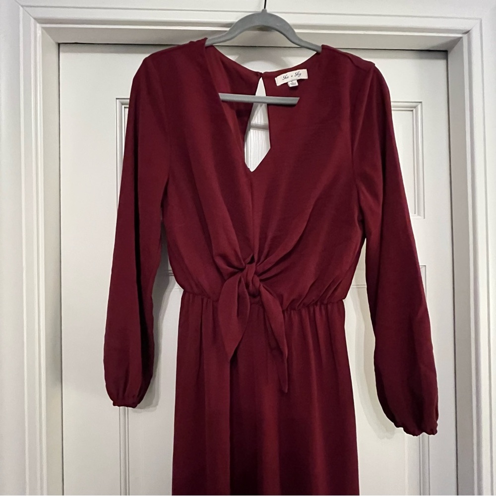 She + Sky Burgundy Jumpsuit - Picture 2 of 6